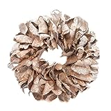 COURONNE Türkranz mit Aufhängevorrichtung 25cm in White wash, gefertigt aus Palmblättern - Deko aus Naturmaterialien als Herbstdeko im Shabby chic Desig