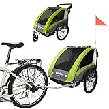 Tiggo Kinderfahrradanhänger Fahrradanhänger Jogger 2in1 Anhänger Kinderanhänger 60302-02 GRÜN