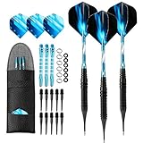 Dartpfeile mit Kunststoffspitze, Softdart Pfeile 19 Gramm, e Dart Pfeile 19g, Grün Blau Rot Schwarz Dart Shaft Flight Zubehör mit Tasche für Elektronische Dartscheibe, S