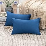 EMEMA Kissenbezug Outdoor Wasserdicht Sofakissen Wasserfest Dekokissen Kissenbezüge Dekorativ Kissen Kissenhülle aus Polyster für Garten Sofa Wohnzimmer Bett 2er Set 30x50 cm Navy b