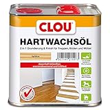 CLOU Hartwachsöl farblos: 2 in 1 Grundierung & Finish für Arbeitsplatten, Parkett, Treppen und Möbel im Innenbereich, 2,50 L