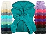 npluseins extra weicher Kapuzen-Bademantel aus Kuschelfleece - in modernen Farben und verschiedenen Größen - Unisex & wadenlang, M,