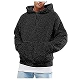 BIKETAFUWY Herren Fuzzy Hoodie Pullover Teddy-Fleece Plüsch Kapuzenpullover Flauschig Sweater Oberteile Kapuzenpulli Mode Kordelzug Farbblock Oversize Warm Plüsch Winterpullover Mit T