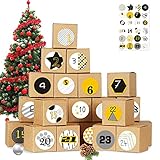 Folewr Weihnachten Adventskalender Box 24er Set mit 24 Aufklebern für Weihnachten Urlaub Party Geschenk Dekoration DIY Weihnachten Countdow