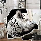 BraveLiuzhi Tiger 3D Druck Plüsch Fleece Decke Erwachsene Mode Quilts Hause Büro Waschbar Duvet Casual Kinder Mädchen Sherpa Decke150X200CM