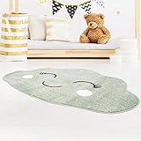 carpet city Kinderteppich Wolke in Mint-Grün für Kinderzimmer in 100x150 cm Wolk