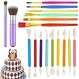 GIHENHAO 17 Stücke Kuchen Dekorieren Werkzeug Set Kuchen Bürste, Fondant Modellierwerkzeug,Feine Malerei Pinsel DIY Gebäck Kochen Tools für Back