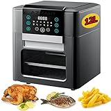 AZMAHT Heißluftfritteuse ohne Öl Heißluft Backofen 12L Geräuschloses Leises Airfryer mit LED-Touchscreen 1600W aus Edelstahl Heißluft Fritteuse Luftfritteuse [CE-Zertifizierung],G