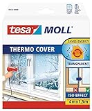 tesamoll Thermo Cover Fenster-Isolierfolie - Transparente Isolierfolie zur Wärmedämmung an Fenstern - Inklusive praktischer Klebelösung - 4 m x 1,5