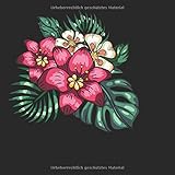 Skizzenbuch quadratisch: Blanko Zeichenbuch | Skizzenbuch |120 Seiten | Hibiskus Motiv | Softcover | quadratisch 21,59cm x 21,59 cm | Seiten mit Rahmen | weißes Pap