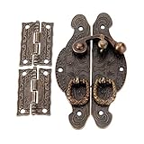 ZXCVB 2Pcs Antike Bronze Schrank Scharniere Und Schmuck Holzkiste Fall Toggle Haspe Riegel Möbelzubehör Vintage Hardware Tü