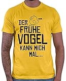 HARIZ Herren T-Shirt Der Frühe Vogel Kann Mich Mal Männer Sprüche Plus Geschenkkarten Gold Gelb XL