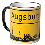 WANDKINGS® Tasse, Skyline Augsburg - SCHWARZ