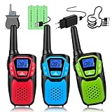 Topsung Walkie Talkie 3er Set，Woki Toki with Batteries and USB Charger, Clear Sound and Long Range for Camping Hiking Skiing and Outdoor Activity