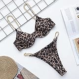 Sexy High Cut Golden Chain Bikini Frauen Bademode Weiblicher Badeanzug Zweiteiliger Bikini Set Bügel Badende Badeanzug Swim L Leop