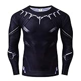 Black Panther Tights Marvel Avengers Herren T-Shirt Langarm Sport Fitness Schnelltrocknende Kleidung Black Panther-XXXXL