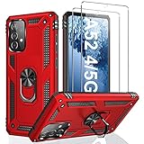 Handyhülle für Samsung Galaxy A52 Hülle Original Militärische mit 2 Panzerglas Schutzfolie, Samsung A52 5G/4G Hülle Case 360 Grad Stoßfest Cover Ring Magnet Schutzhülle für Samsung A52s T