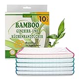 MUXEL Bambus Tücher - Bambus Geschirrtücher - Extra saugfähiges Putztuch - Weiche Bambuslappen zum Polieren, Abtrocknen & Wischen - Nachhaltige Bambus Allzwecktücher (10)