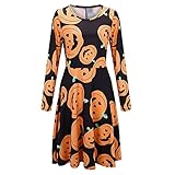 Frauen Halloween Kostüm Skelett Kürbis Dreiviertel 3/4 Ärmel Kleid Mit Gürtel Cosplay Party Swing Kleid Rockabilly Kleid Abendkleider Cocktailk