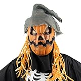 BESTOYARD Halloween Maske Neuheit Kostüm Party Requisiten Latex Kürbis Vogelscheuche Kopf Maske mit H