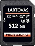 High Transfer SDXC Card 512GB UHS-I U3 Class 10 SD Memory Card Speed up to Max 120MB/S kompatibel mit DSLR und 3D Kamera, HD Camcorder (512GB)