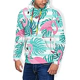 JOJOshop Süße tropische mit rosa Flamingos Hoodies Pullover Kapuzenpullover für Herren Gr. Large, Schw