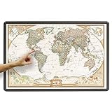 ORBIT Globes & Maps - Weltkarte mit Kartenbild von National Geographic - Pinnwand mit Alurahmen, Aktuell 2019, 90x60 cm, englisch, Maßstab 1:46 Mio mit Fähnchen und Pins sowie Befestigung