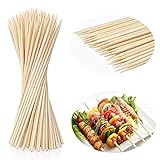 Schaschlikspieße Holz,Holzspieße,Bambus Grillspieße,Marshmallow Spieße Holz,200xBambus Grill Spieße,Grillspieße Holz,Bambusstäbe Holzspieße für Stockbrot Marshmallows Bratwurst Maiskolben-300mm x Ø3
