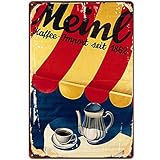 KOMOBB Original Retro Design Meinl Kaffee Blechschilder Wandkunst | Dicker Weißblech Druck Poster Wanddekoration für Küche/Café/Kaffee-Eck