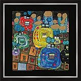 artissimo, Premium-Kunstdruck gerahmt, 53x53cm, AG4685, Friedensreich Hundertwasser: Pavilions and Bungalows, Bild mit Rahmen, Wandbild, Poster, Wanddek