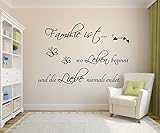 Wandschnörkel ® Wandtattoo Familie ist wo Leben beginnt und die Liebe niemals endet.Spruch Zitat,Wohnzimmer,Flur,Schlafzimmer,Wandstick