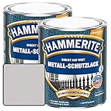 Hammerite Metall Schutzlack Hammerschlag-Effekt Rostschutz Silbergrau Sparpaket, 2 x 750