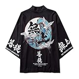 B/N TriLance Herren Japanischen Kimono, Herren Kimono Cardiqan Japanische Kimono Dreiviertel-Ärmel Mit Lockerem Yukata-Print M/L/XL/XXL