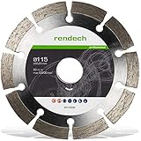 Rendech® Diamantscheibe 115mm für Beton, Granit, Stein uvm. Diamanttrennscheibe für Winkelschleifer Ø115x22,23 (Trennscheibe in Profi Qualität)