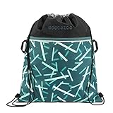 Coocazoo Sportbeutel RocketPocket „Cyber Green“, grün, mit Reißverschlussfach und Kordelzug, reflektierende Elemente, Schlaufen zur Befestigung am Schulrucksack, Jungen ab der 5. Klasse, 10 L