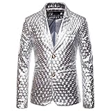 SALEBLOUSE Herren Shiny Pailletten Multi Farbe und Größe Männer Hübsche Jacken Blazer für Nachtklub Partei 1 Knopf Männer Anzug Hochzeitsanzug Business Hochzeit Anzugjacke Strickjacke Cardigan Jack