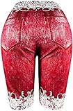 Fake Denim-Shorts Mit Hoher Taille Für Damen Knielange Bermuda-Shorts Mit Schmetterlings-Print Sommer Casual Workout Leggings Yoga Short (L,Rot 3)
