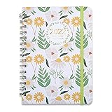 ELEPHTREE 2022 Planer Journal, Wochen- und Monatsplaner mit monatlichen Tabs, Januar 2022 - Dezember 2022, 21,5 x 15,2 cm, Hardcover mit starker Doppeldrahtbindung (Sonnenblume mit Blatt)