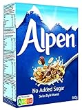 Alpen No Added Sugar (1 x 560 g) – gesundes Frühstück im Schweizer Stil – Leckere Cerealien mit vielen Ballaststoffen und ohne Zuckerzusatz – Nutri-S