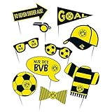 Amscan 9908539 - Foto-Kit BVB, 10 Teile, Borussia Dortmund, Fotobox, Utensilien, Pappschilder, Fußball, Party, Fan, Geburtstag