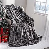 Comeet Fuzzy Kunstfell-Überwurfdecke für Sofa & Bett, bequem, flauschig, weicher Samt, Sherpa-Fleece-Decke für Couch, warme Plüsch-Zotteldecke, Zuhause, dunkelgrau, 152.4 x 178.8