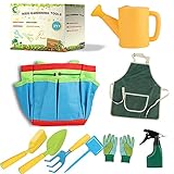 Gartengeräte Set für Kinder, Spielwerkzeuge für den Garten/Strand, Handschuhe Tasche Gießkanne Sprühflasche Schürze Garten Werkzeuge Schaufel Spaten Rechen, Gartenwerkzeug Set Im Freien Geschenk