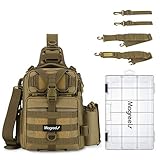 Magreel Angeltasche mit 1x 3600 Angelkoffer, wasserabweisendem Angelrucksack mit abnehmbarem Schultergurt, Outdoor-Rucksack Umhängetasche mit Angelbox