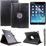 Bezug aus Luxus PU Leder für iPad Air 2 Schutzhülle, Smart Cover Case Anti Schock mit Klappe/Stand Positionierung Halterung für Apple iPad Air 2 Smart Case + Film + Stylus schw