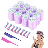 Lockenwickler,54 Stücke Selbsthaftende Haftwickler,Haar Roller Set,Selbstgriff Haar Roller,Klassische Lockenwickler,Selbst Griff Lockenwickler,mit Haar Klammer und Kamm,für Haarstyling