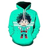 Unisex My Hero Academia Hoodie 3D-Druck mit Kapuzenpullover Jacke (Color : Izuku Midoriya, Size : Small)