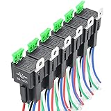 MICTUNING 12V Relais Set mit Sicherung - 30A ATO/ATC Sicherung, 5-Pin KFZ Relaix mit 12 AWG Hochleistungsdrähten - 6 Pack