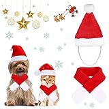 Haustier Weihnachtskleidung,Weihnachten Haustier Umhang, Weihnachten Haustier Hut Schal,Haustier Weihnachtskostüme Set,Für Hunde Katzen H