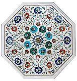Couchtisch aus weißem Marmor, 40,6 cm, Mosaik-Kunst, dezent für einen königlichen Look in Ihrem Z