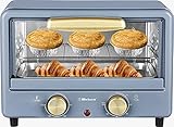 Belaco BTO-1010L Retro Look Mini 10L Toaster Backofen Tischofen Kochen Backen Tragbarer Ofen 750W 60min Timer 100-230° Edelstahl Heizrohr inkl. Backblech & D